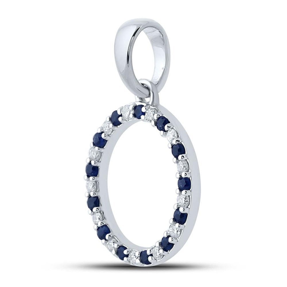 10kt White Gold Blue Sapphire and Diamond Initial Pendant - Personalized Elegance - Splendid Jewellery