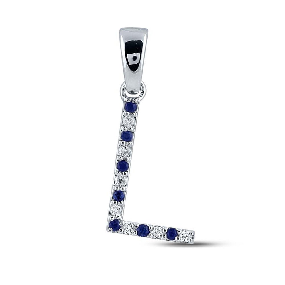 10kt White Gold Blue Sapphire Initial Pendant: A Personalized Gemstone Delight - Splendid Jewellery
