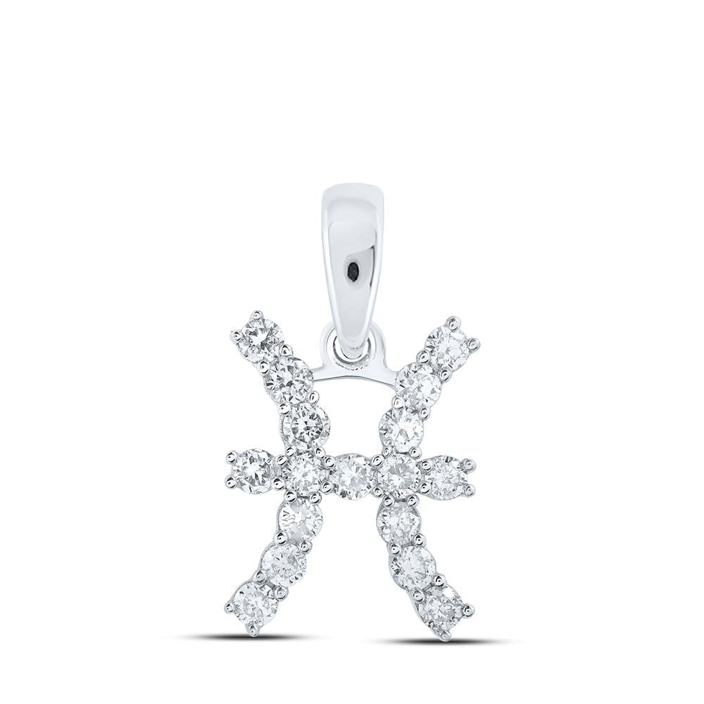 10kt White Gold Celestial Zodiac Pisces Pendant with Diamond Accent - Splendid Jewellery