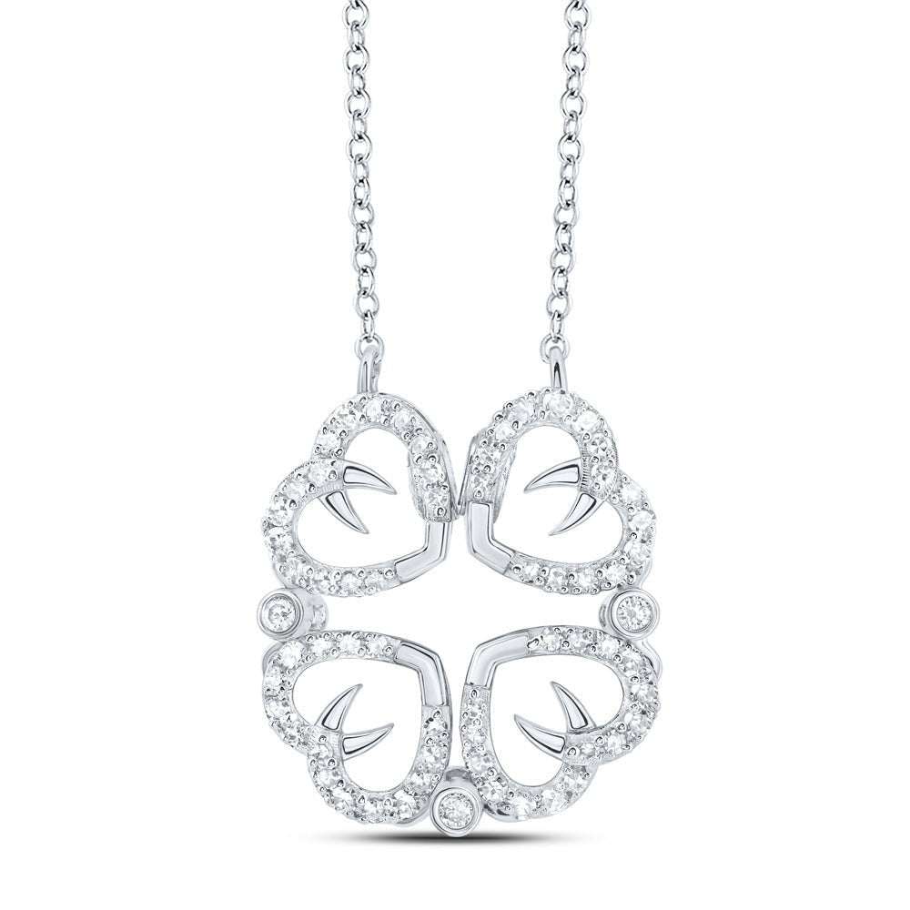 10kt White Gold Convertible Heart Diamond Pendant Necklace - Splendid Jewellery