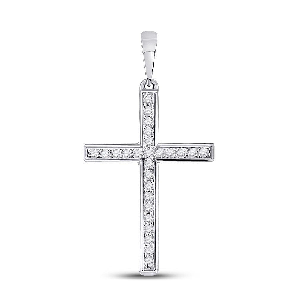 10kt White Gold Diamond Cross Pendant | Elegant and Graceful Symbol of Faith and Love - Splendid Jewellery