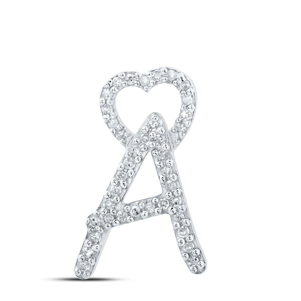 10kt White Gold Diamond Heart Initial Pendant - Personalized Elegance - Splendid Jewellery