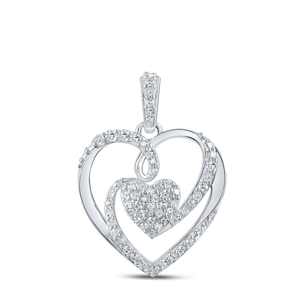 10kt White Gold Diamond Heart & Love Symbol Pendant | 1/4 Cttw Splendid Jewellery - Splendid Jewellery
