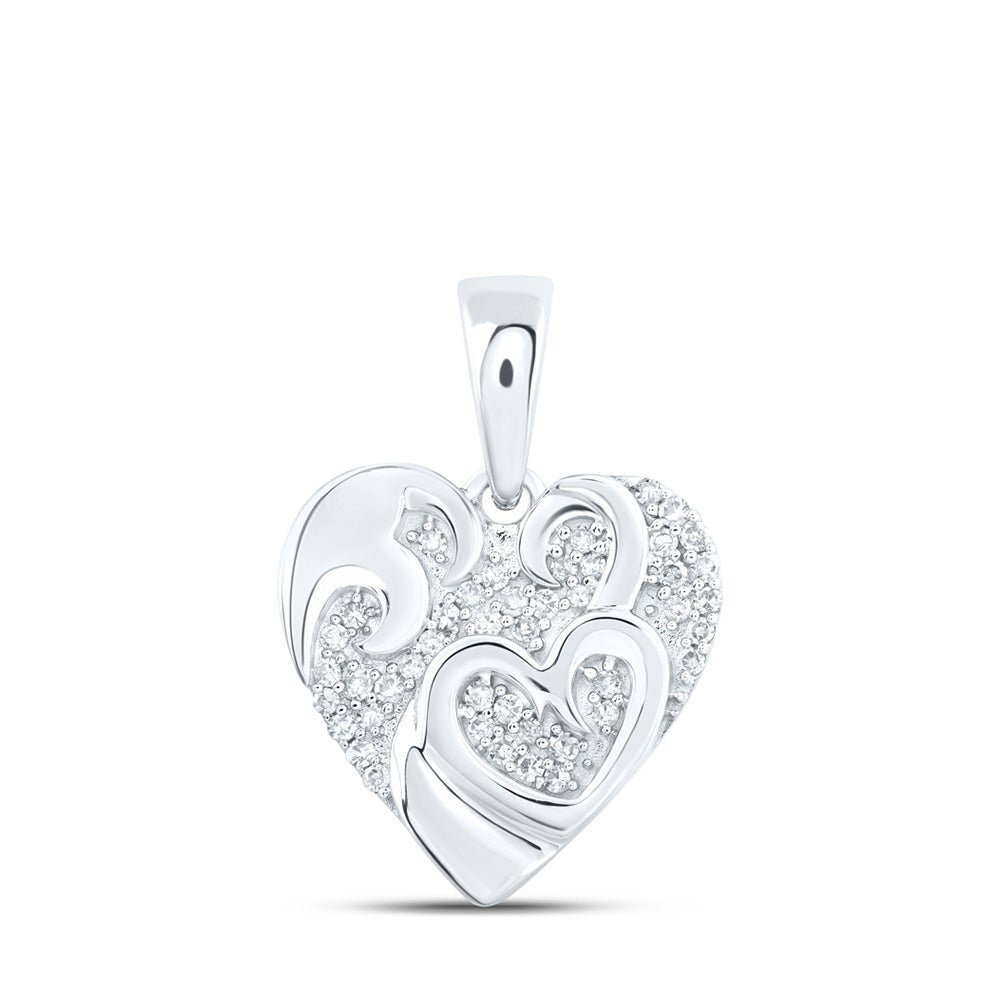 10kt White Gold Diamond Heart & Love Symbol Pendant: A Radiant Declaration of Love - Splendid Jewellery