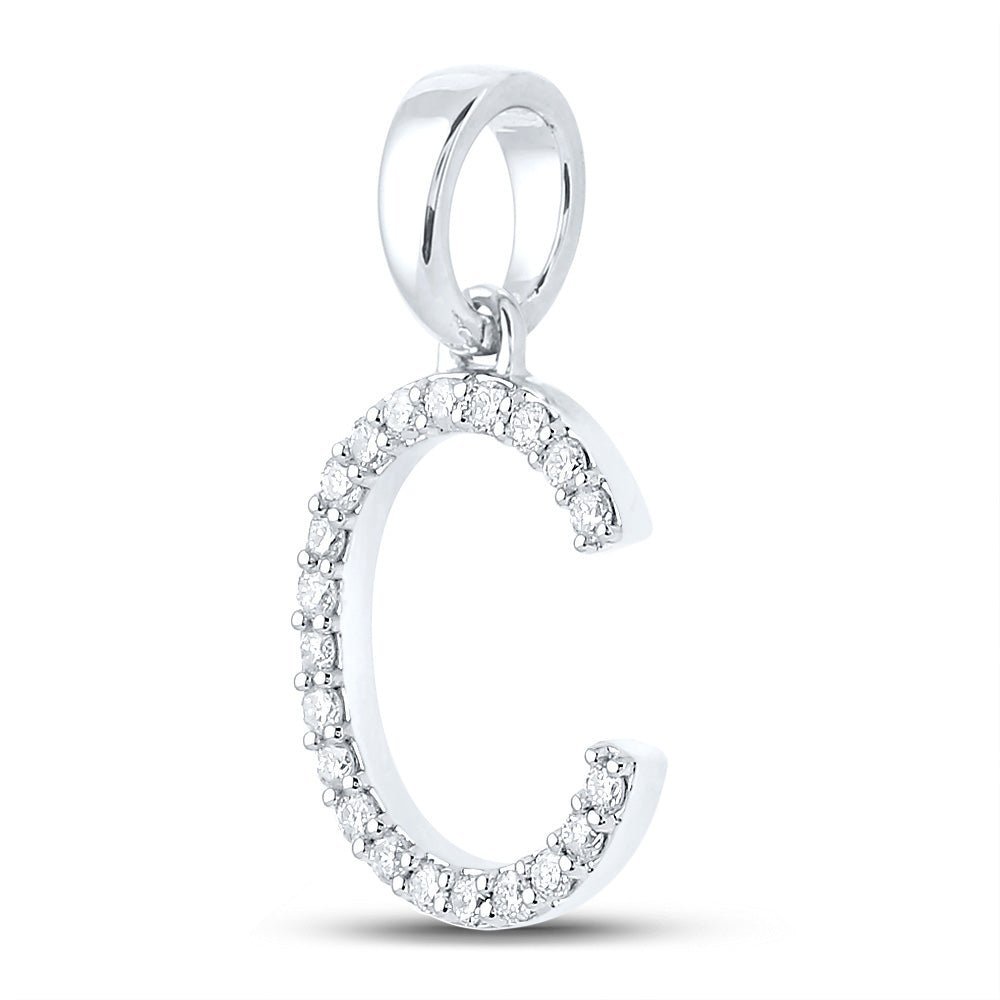 10kt White Gold Diamond Initial C Pendant - Personalized Elegance and Sparkling Brilliance - Splendid Jewellery