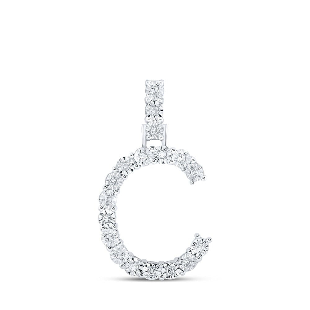 10kt White Gold Diamond Initial Charm Pendant | Personalized Elegance - Splendid Jewellery