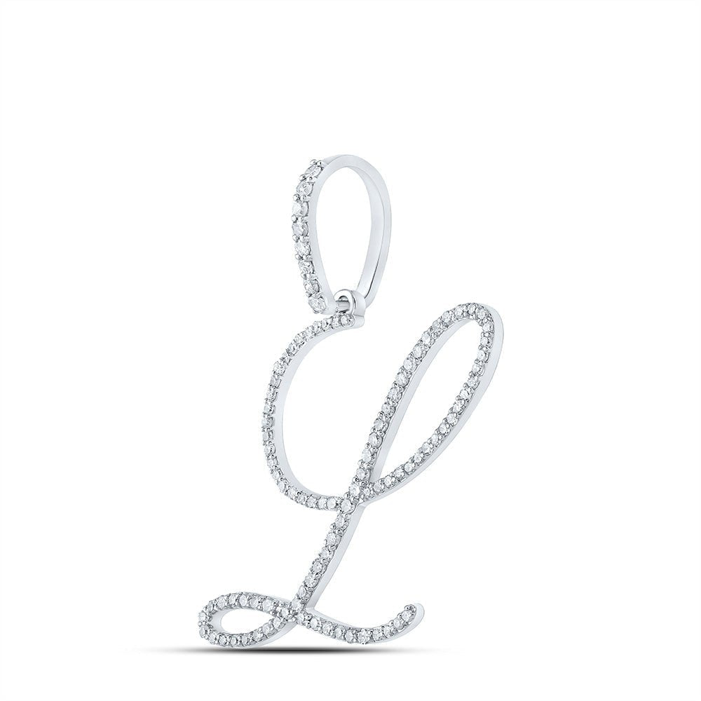 10kt White Gold Diamond Initial Pendant | Personalized Letter Necklace with Round Diamonds - Splendid Jewellery