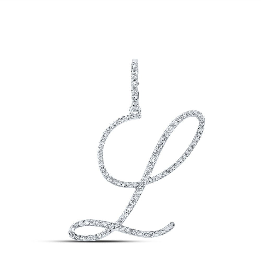 10kt White Gold Diamond Initial Pendant | Personalized Letter Necklace with Round Diamonds - Splendid Jewellery