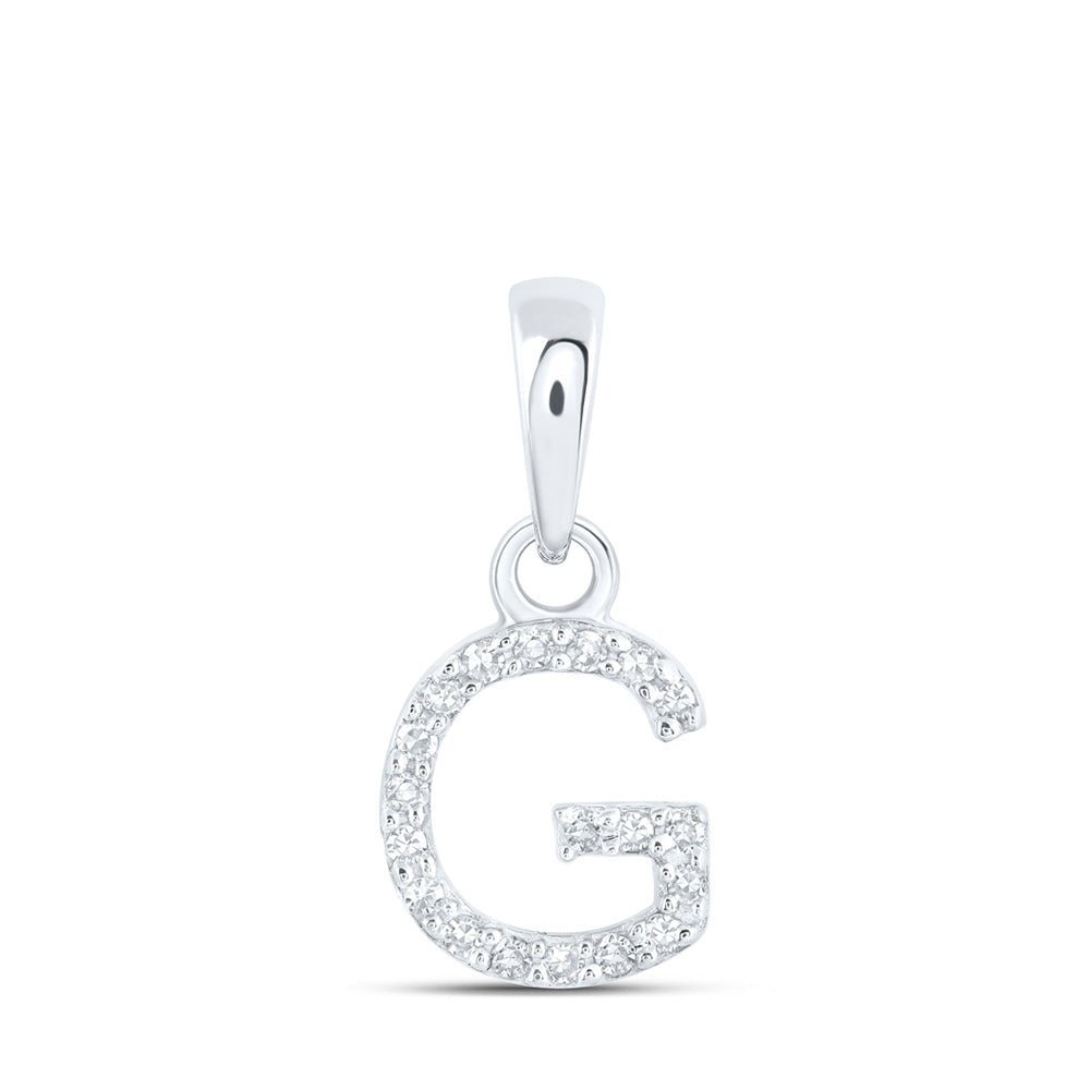 10kt White Gold Diamond Initial Pendant | Personalized Sparkling G Letter Necklace - Splendid Jewellery