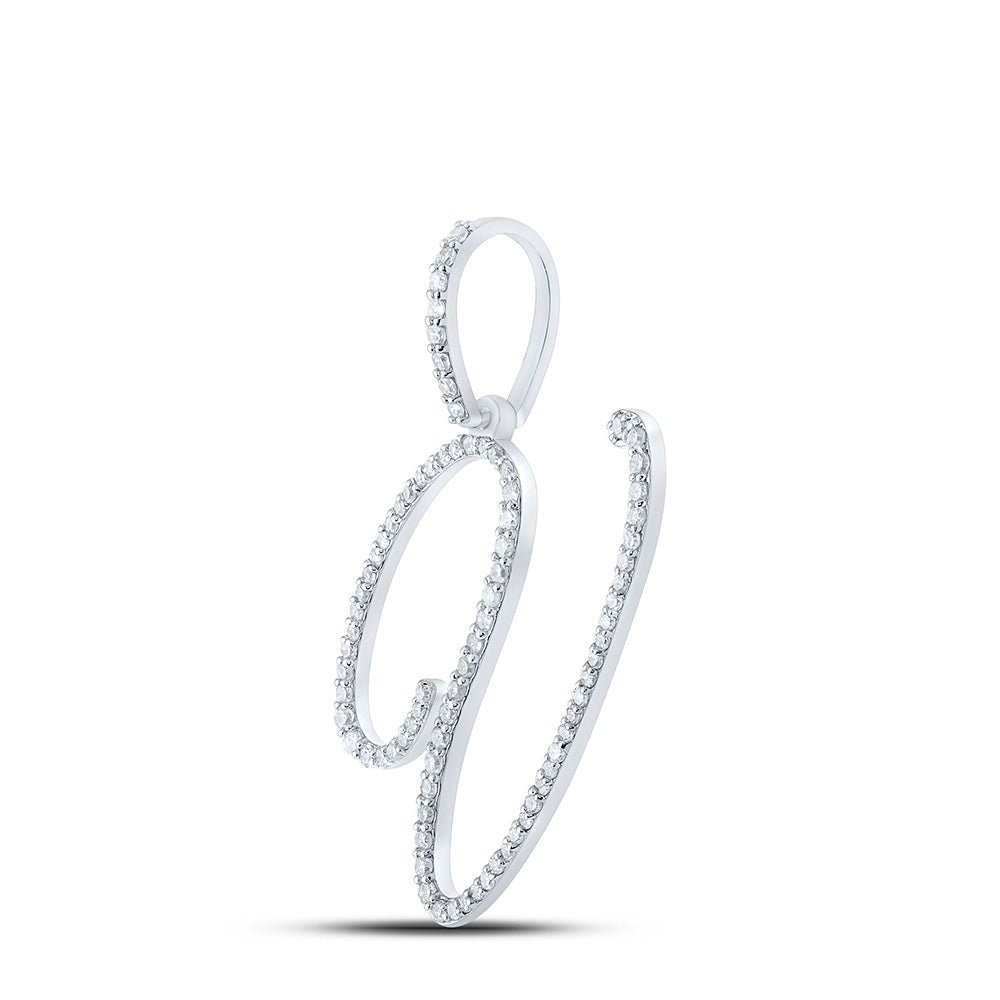 10kt White Gold Diamond Initial V Pendant | Personalized Elegance - Splendid Jewellery
