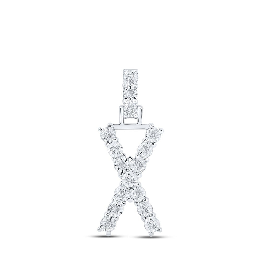 10kt White Gold Diamond Initial X Pendant - Personalized Elegance - Splendid Jewellery