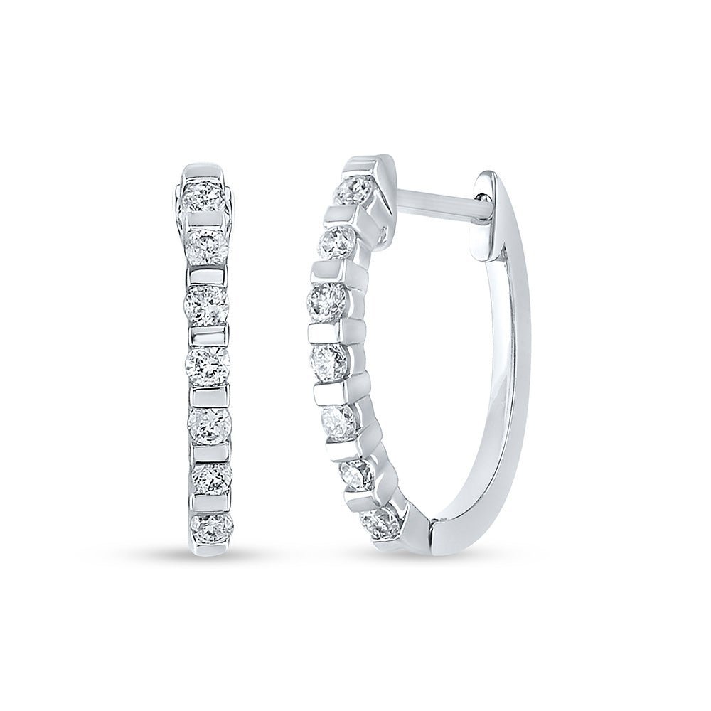 10kt White Gold Diamond Sparkle Hoop Earrings - Splendid Jewellery