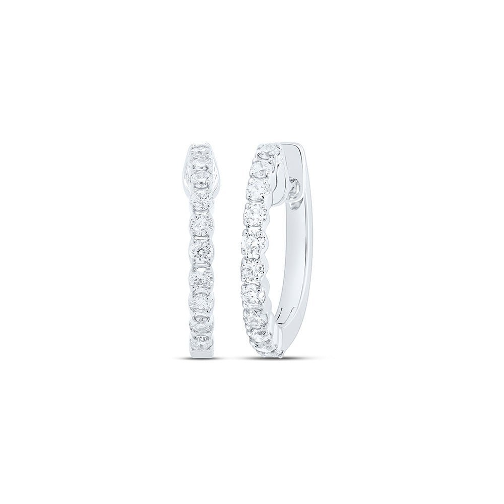 10kt White Gold Diamond Sparkle Hoop Earrings - Splendid Jewellery