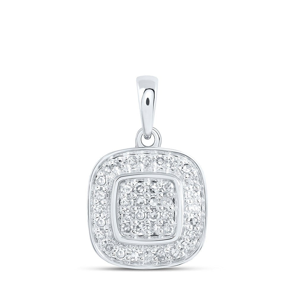10kt White Gold Diamond Square Pendant | Dazzling Elegance - Splendid Jewellery