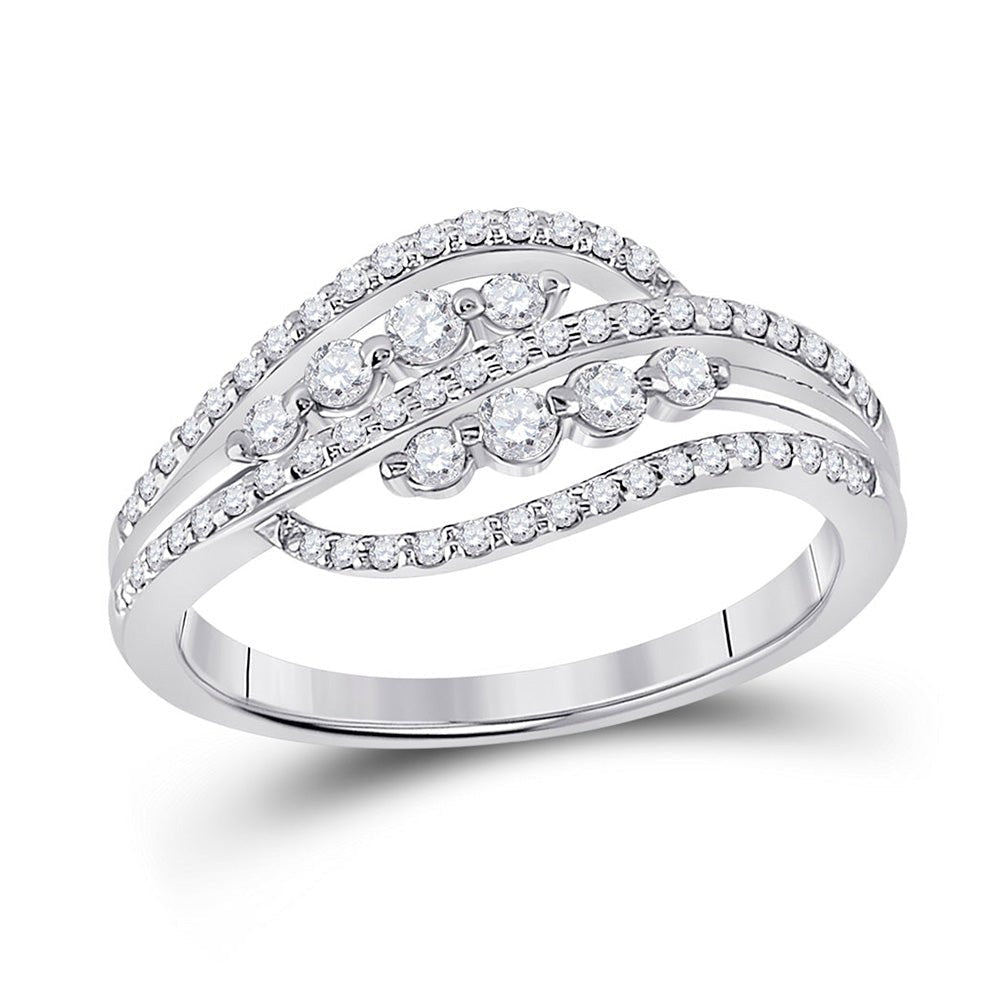 10kt White Gold Diamond Swirl Crossover Fashion Ring - Splendid Jewellery