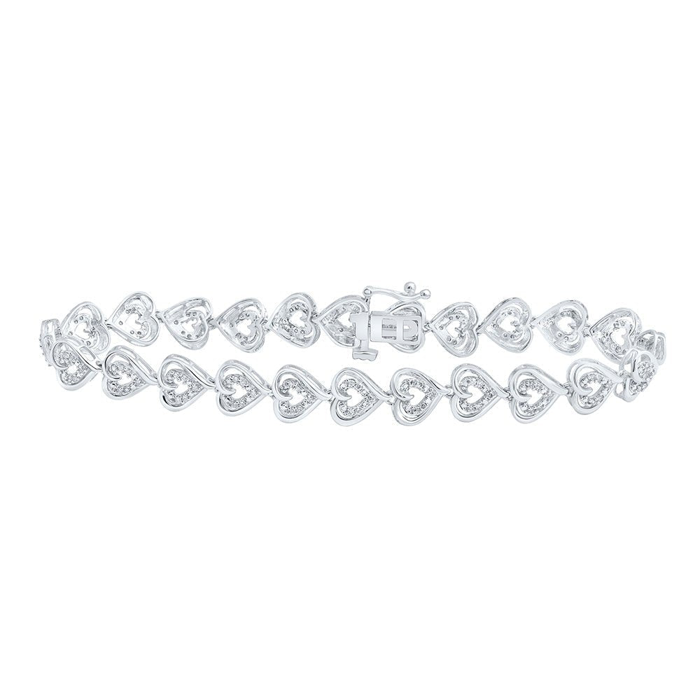 10kt White Gold Heart Diamond Bracelet - 1/2 Cttw | Splendid Jewellery - Splendid Jewellery