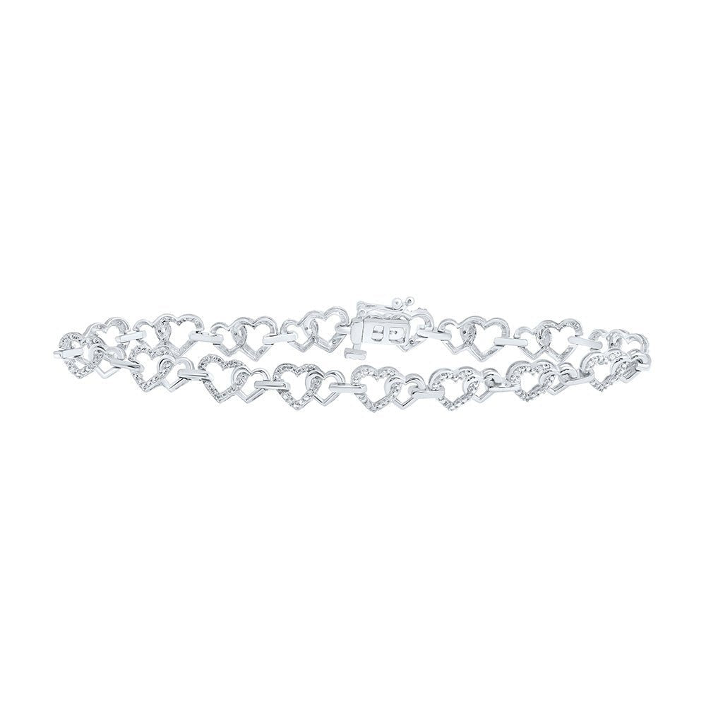 10kt White Gold Heart Diamond Bracelet - 1/4 Carat Total Weight - Splendid Jewellery - Splendid Jewellery