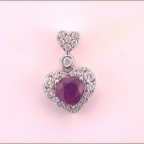 10kt White Gold Heart Ruby Diamond Pendant: A Timeless Symbol of Love and Elegance - Splendid Jewellery