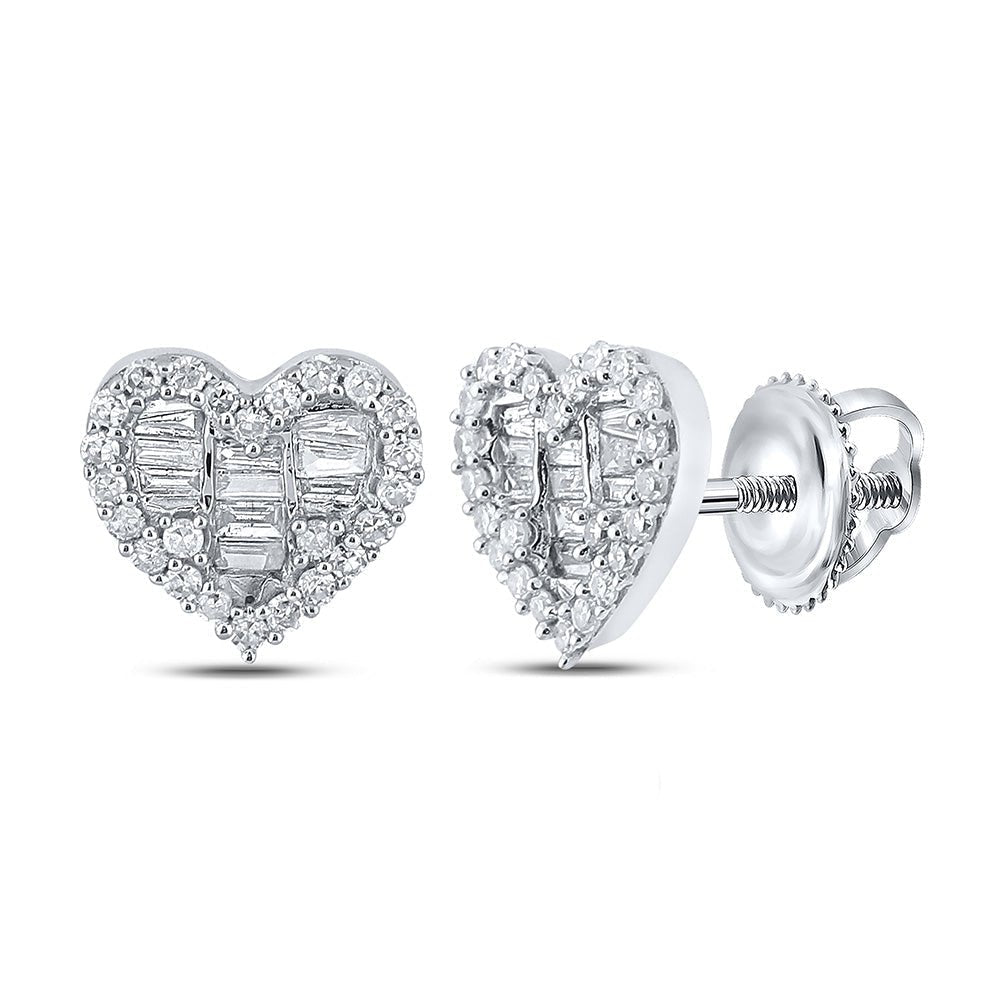 10kt White Gold Heart - shaped Diamond Earrings: A Dazzling Declaration of Love - Splendid Jewellery