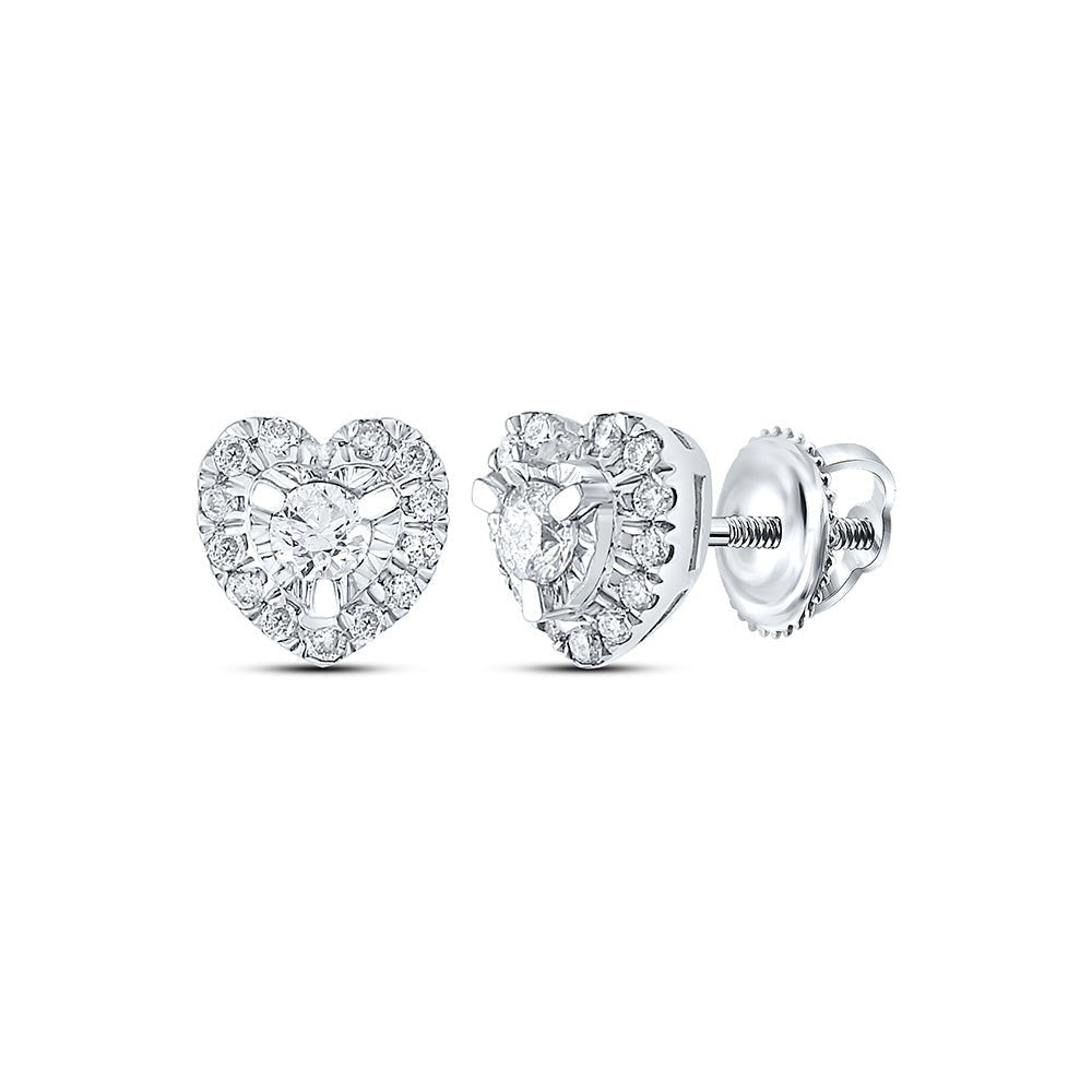 10kt White Gold Heart - Shaped Diamond Earrings: A Radiant Symbol of Love and Elegance - Splendid Jewellery