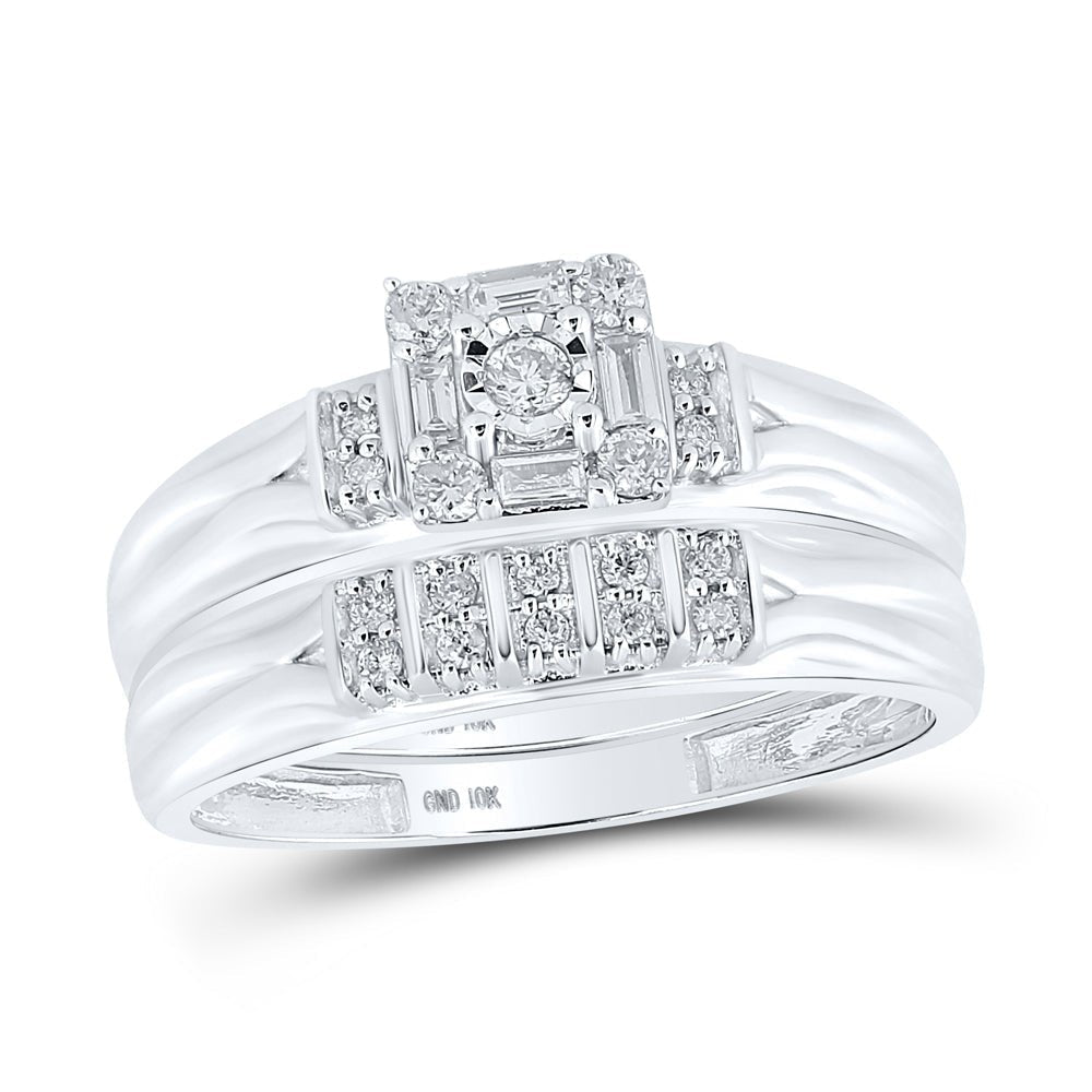 10kt White Gold His Hers Diamond Square Matching Wedding Set 1/3 Cttw | Eternal Love Collection - Splendid Jewellery