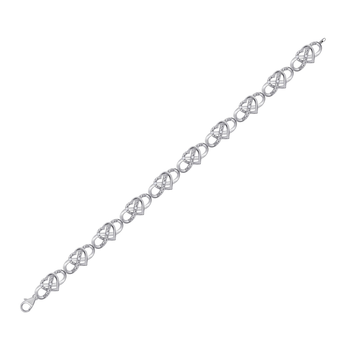 10kt White Gold Infinity Heart Bracelet with Round Diamond Accents - 1/6 Cttw - Splendid Jewellery