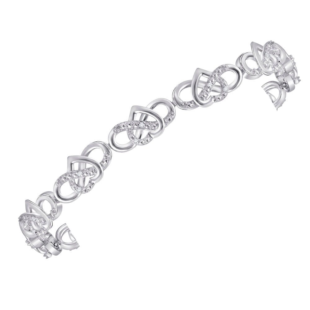 10kt White Gold Infinity Heart Bracelet with Round Diamond Accents - 1/6 Cttw - Splendid Jewellery