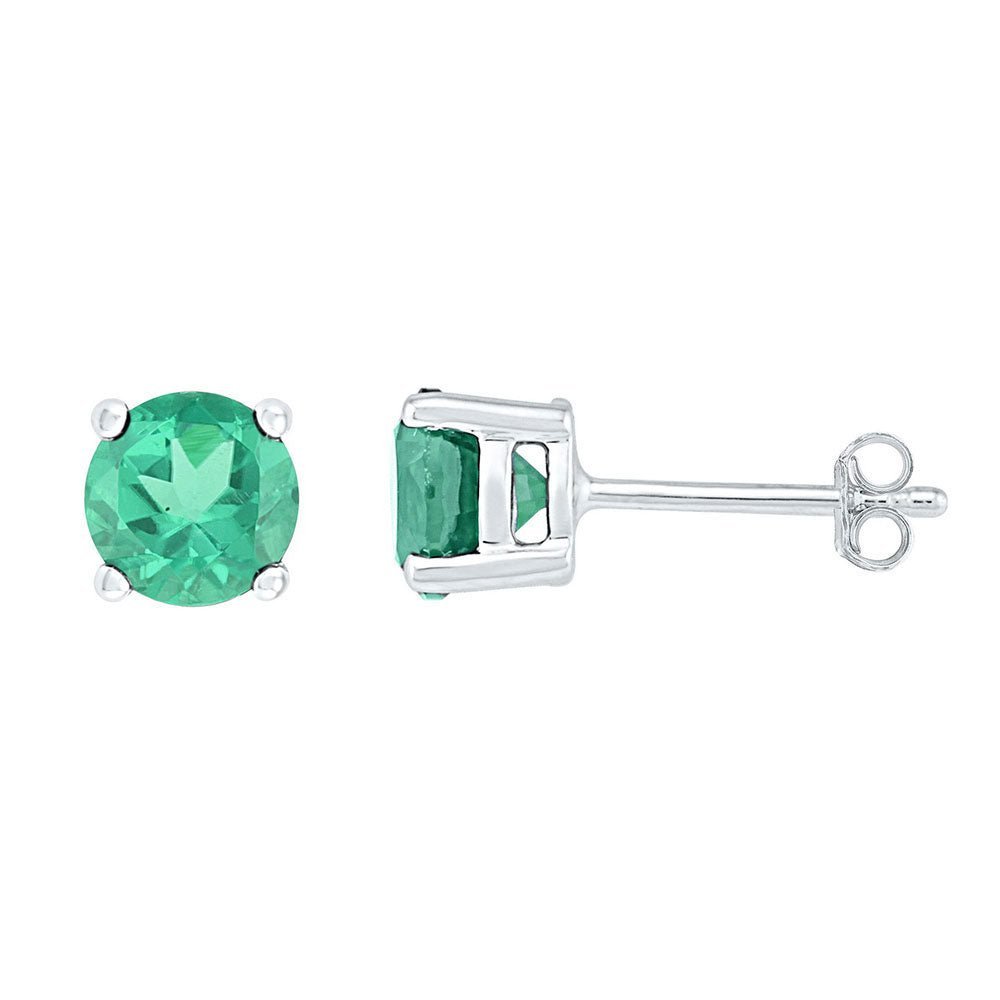 10kt White Gold Luxe Emerald Solitaire Earrings - Splendid Jewellery
