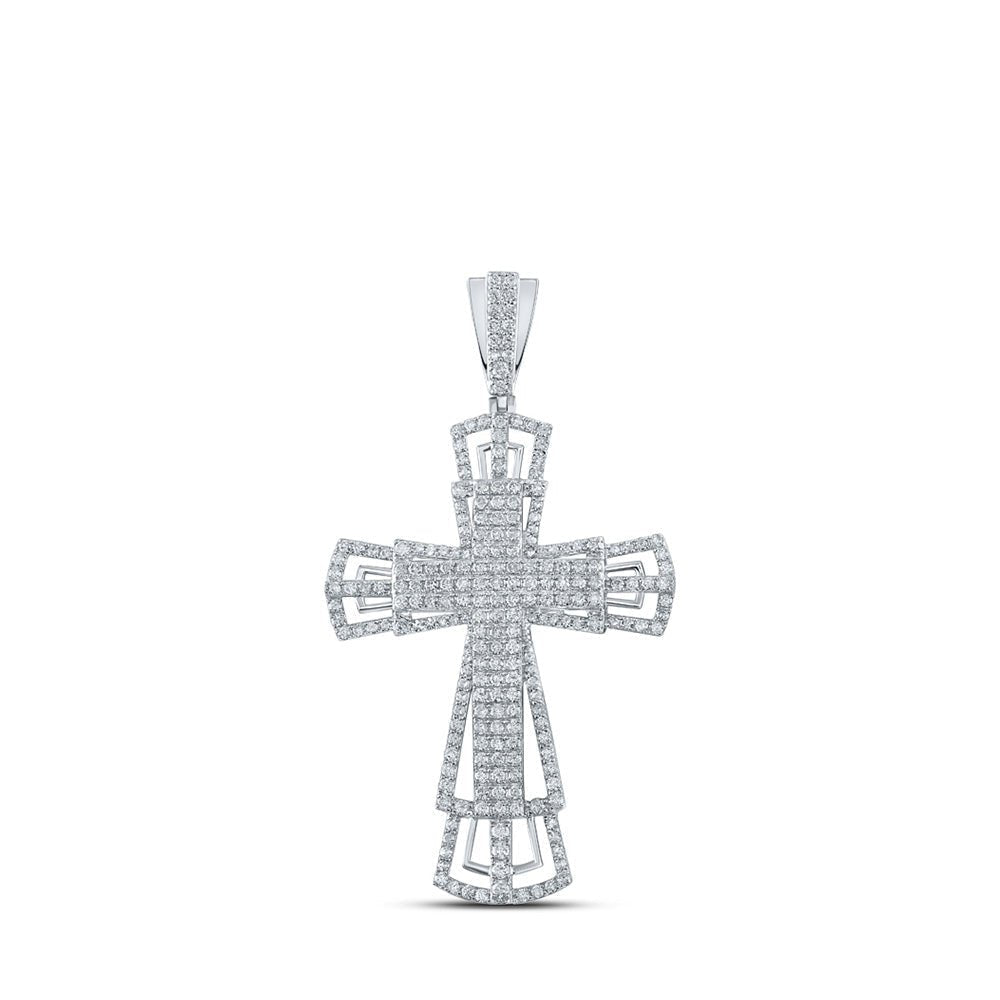 10kt White Gold Men's Diamond Cross Charm Pendant - 2 - 1/3 Cttw | Splendid Jewellery - Splendid Jewellery