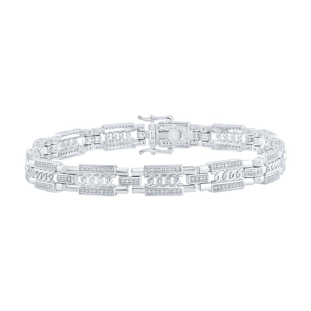10kt White Gold Men's Diamond Link Bracelet - 3/4 Cttw | Splendid Jewellery - Splendid Jewellery