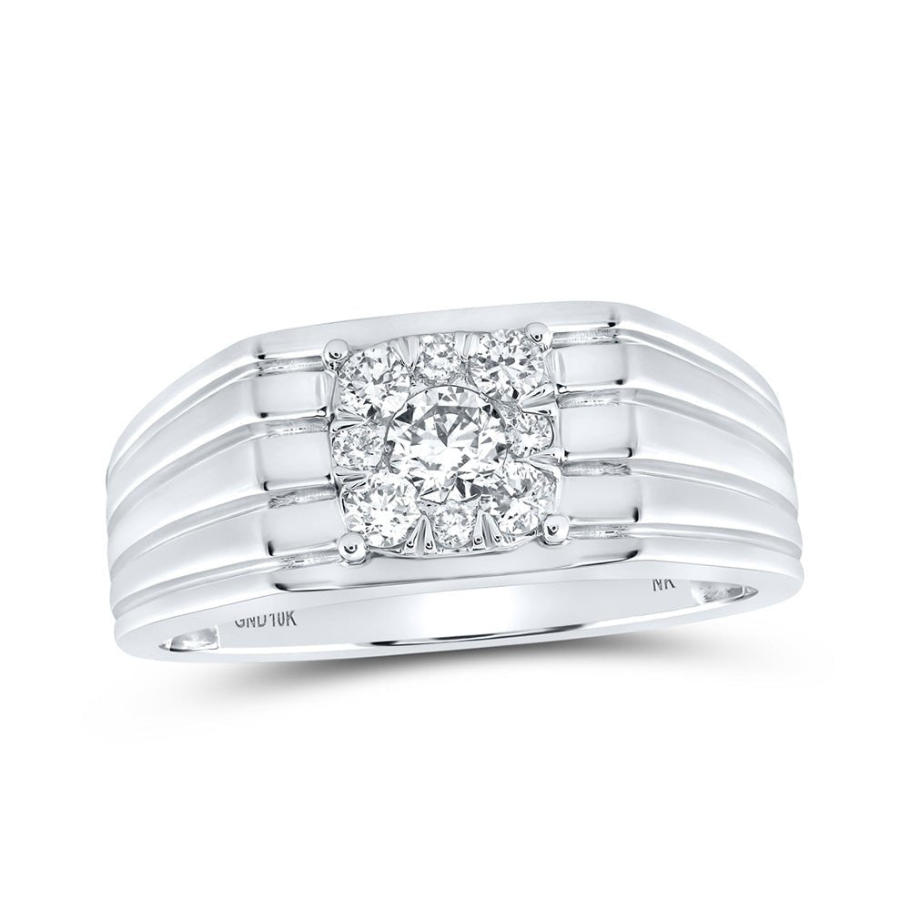 10kt White Gold Men's Diamond Solitaire Band Ring - Elegant Brilliance - Splendid Jewellery