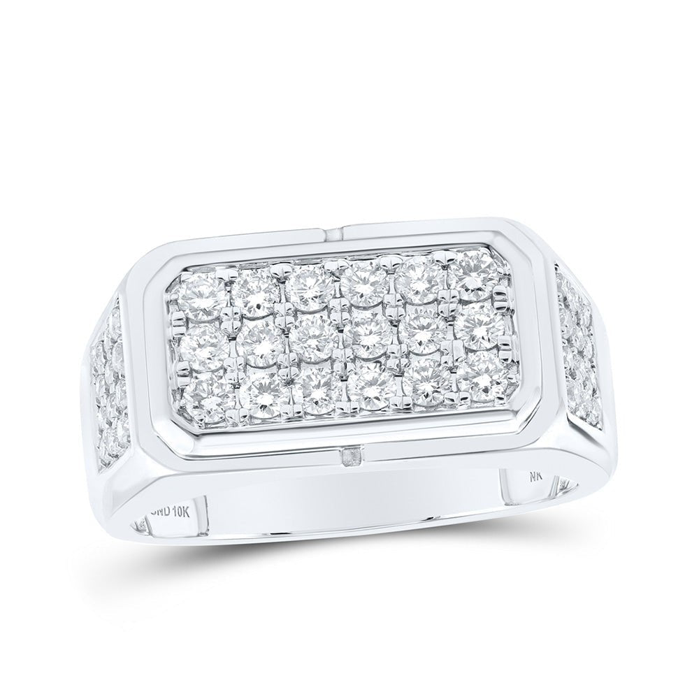 10kt White Gold Mens Round Diamond Band Ring 1 Cttw | Dazzling Masculine Brilliance - Splendid Jewellery