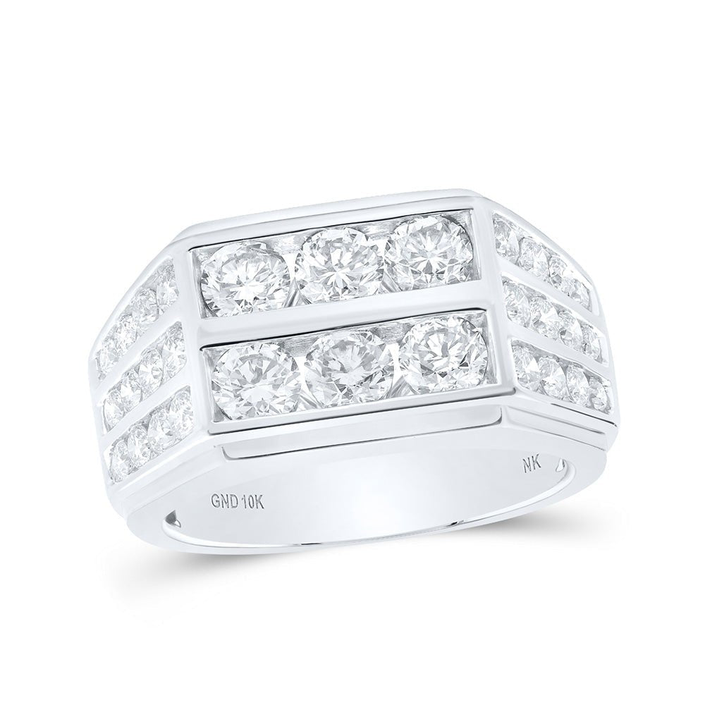 10kt White Gold Men's Round Diamond Band Ring - Exquisite Brilliance - Splendid Jewellery