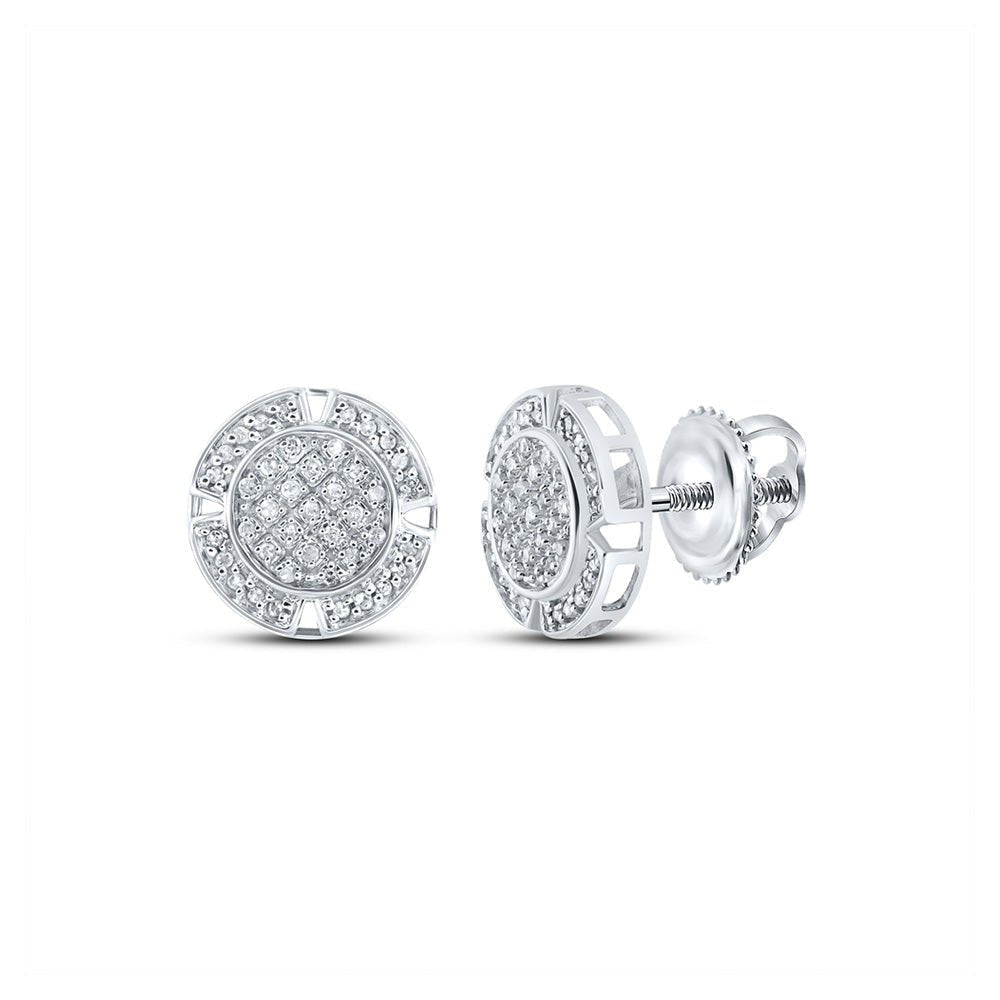 10kt White Gold Men's Round Diamond Circle Earrings 1/5 Cttw | Dazzling Elegance - Splendid Jewellery