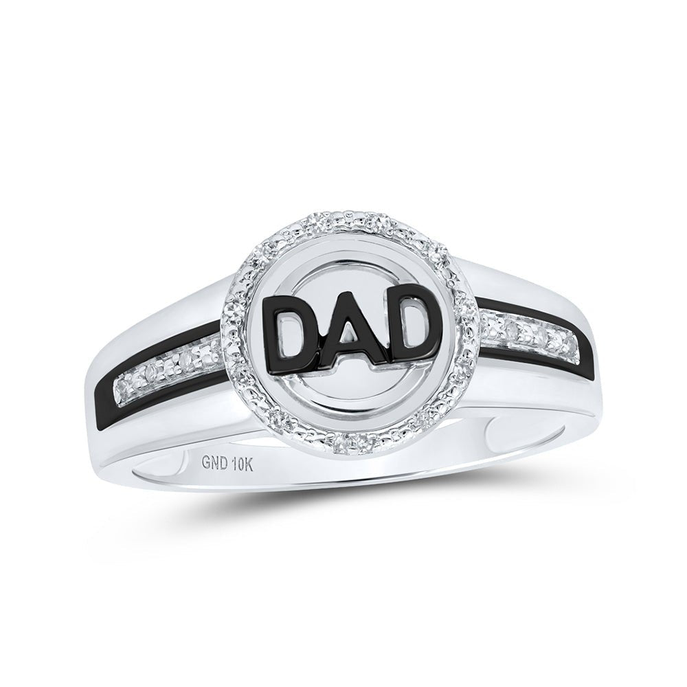 10kt White Gold Men's Round Diamond DAD Circle Ring - A Touch of Elegance for Fathers - Splendid Jewellery