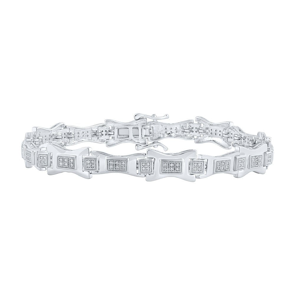 10kt White Gold Men's Round Diamond Link Bracelet 1/2 Cttw - Luxurious Elegance - Splendid Jewellery