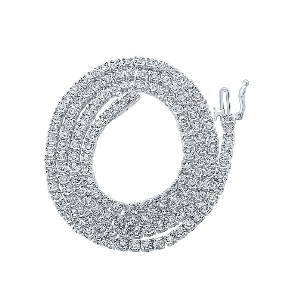 10kt White Gold Men's Round Diamond Link Chain Necklace - 2 - 3/4 Cttw - Splendid Jewellery