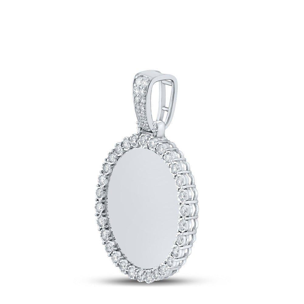 10kt White Gold Men's Round Diamond Memory Circle Charm Pendant - 3/4 Cttw | Splendid Jewellery - Splendid Jewellery