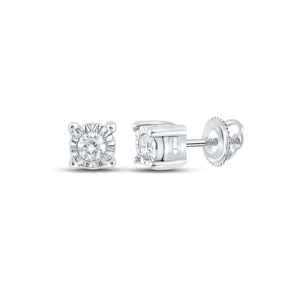 10kt White Gold Men's Round Diamond Stud Earrings - Elegant Sparkle for Him - Splendid Jewellery