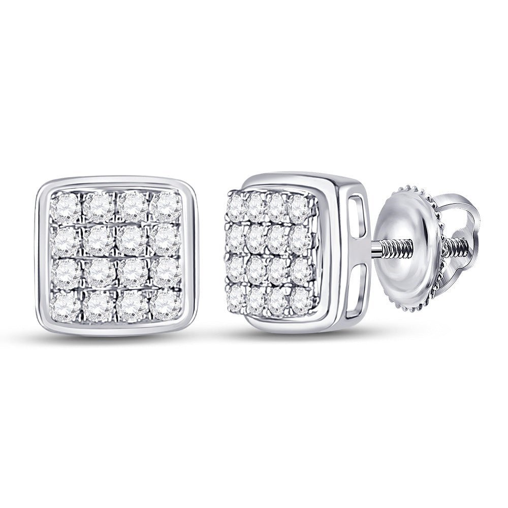 10kt White Gold Men's Square Diamond Earrings - 1/3 Cttw | Exquisite Jewellery - Splendid Jewellery