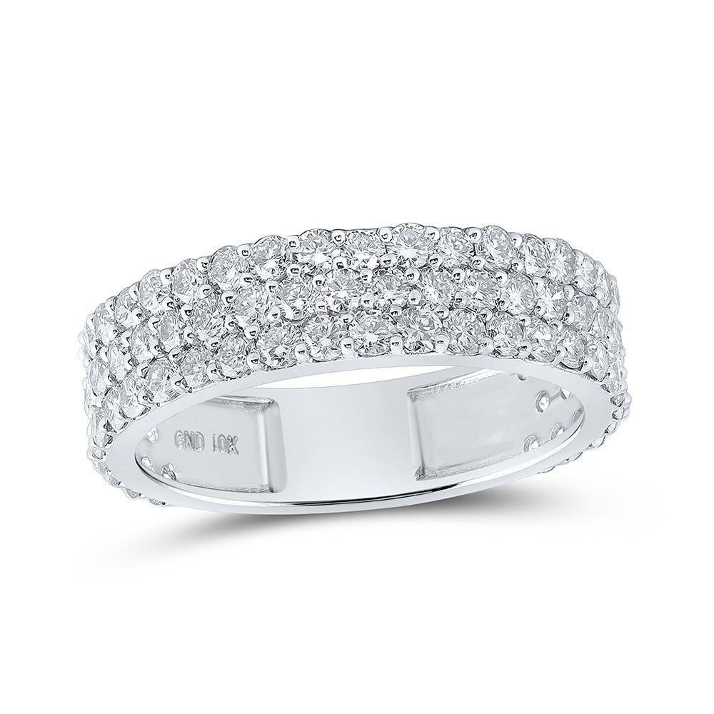 10kt White Gold Men's Triple Row Pave Diamond Band Ring - 2 - 5/8 Cttw - Splendid Jewellery