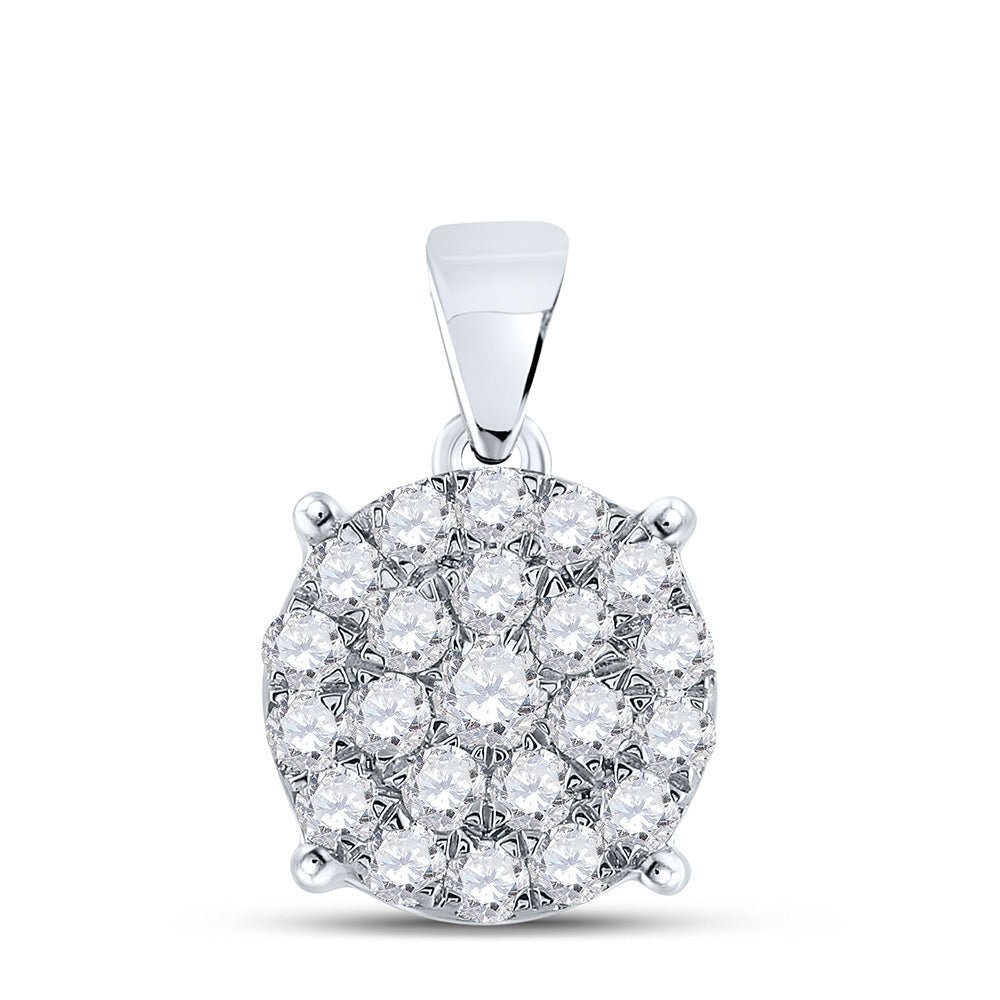 10kt White Gold Radiant Diamond Cluster Pendant 3/4 Cttw | Splendid Jewellery - Splendid Jewellery