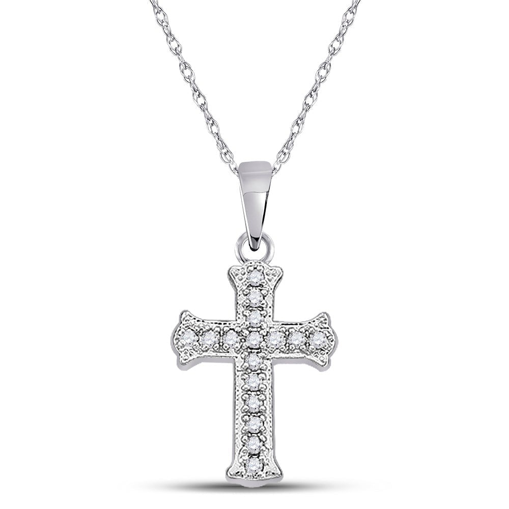 10kt White Gold Radiant Diamond Cross Pendant - Splendid Jewellery