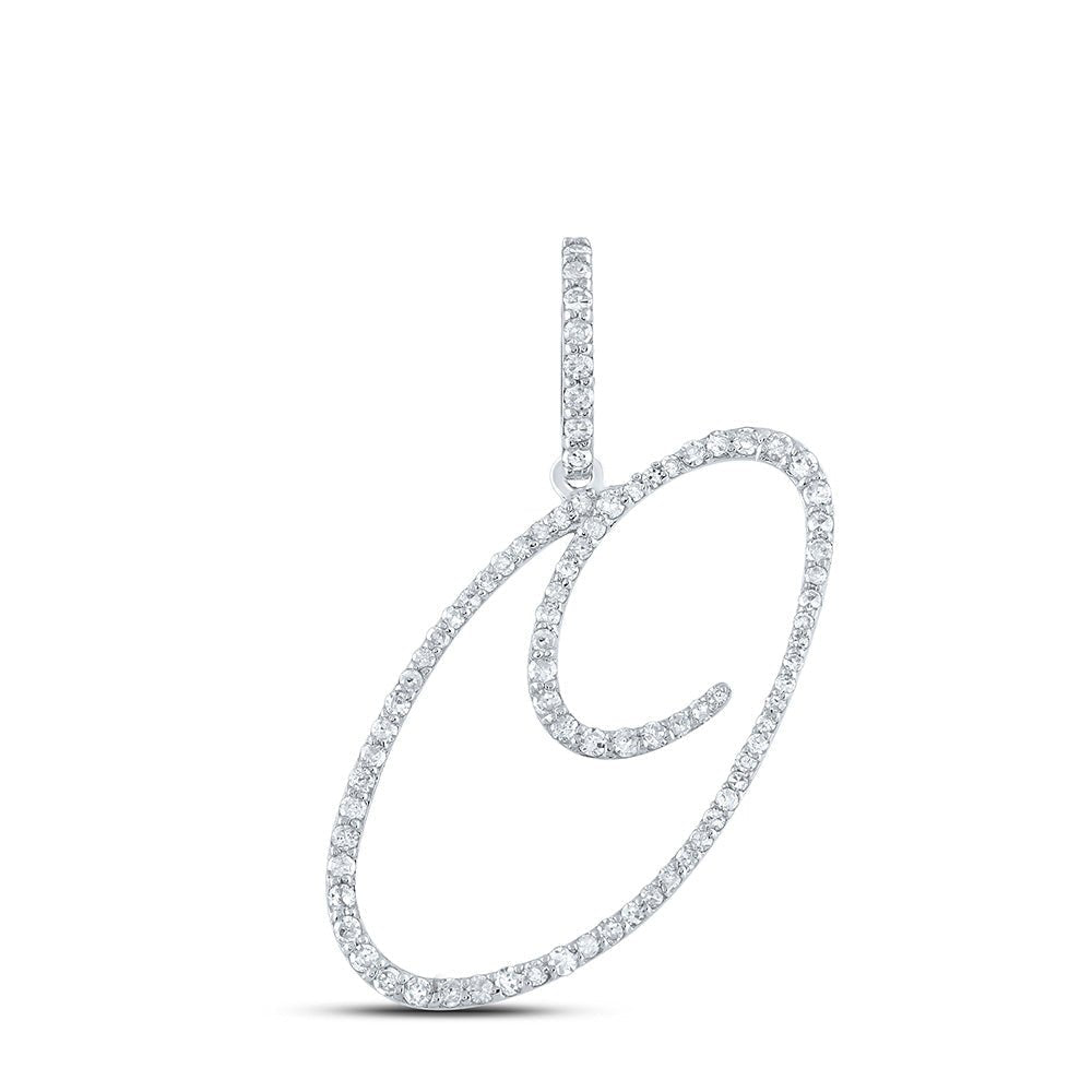 10kt White Gold Round Diamond O Initial Letter Pendant - Captivating Brilliance - Splendid Jewellery
