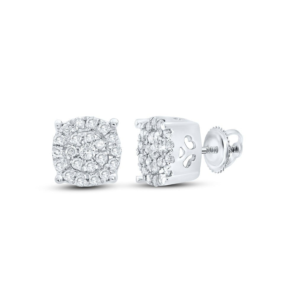 10kt White Gold Sparkling Diamond Cluster Earrings - Splendid Jewellery