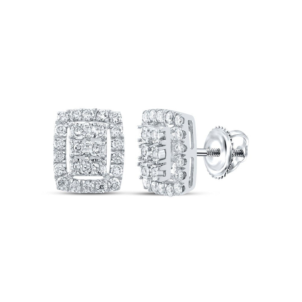 10kt White Gold Sparkling Diamond Cluster Earrings - Mesmerizing Brilliance in Every Step - Splendid Jewellery