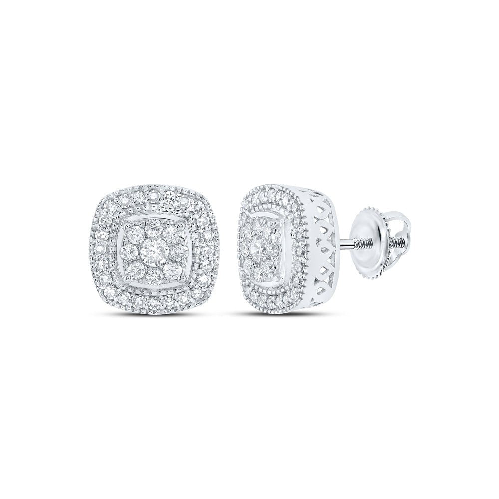 10kt White Gold Sparkling Diamond Square Earrings - A Dazzling Masterpiece by Splendid Jewellery - Splendid Jewellery