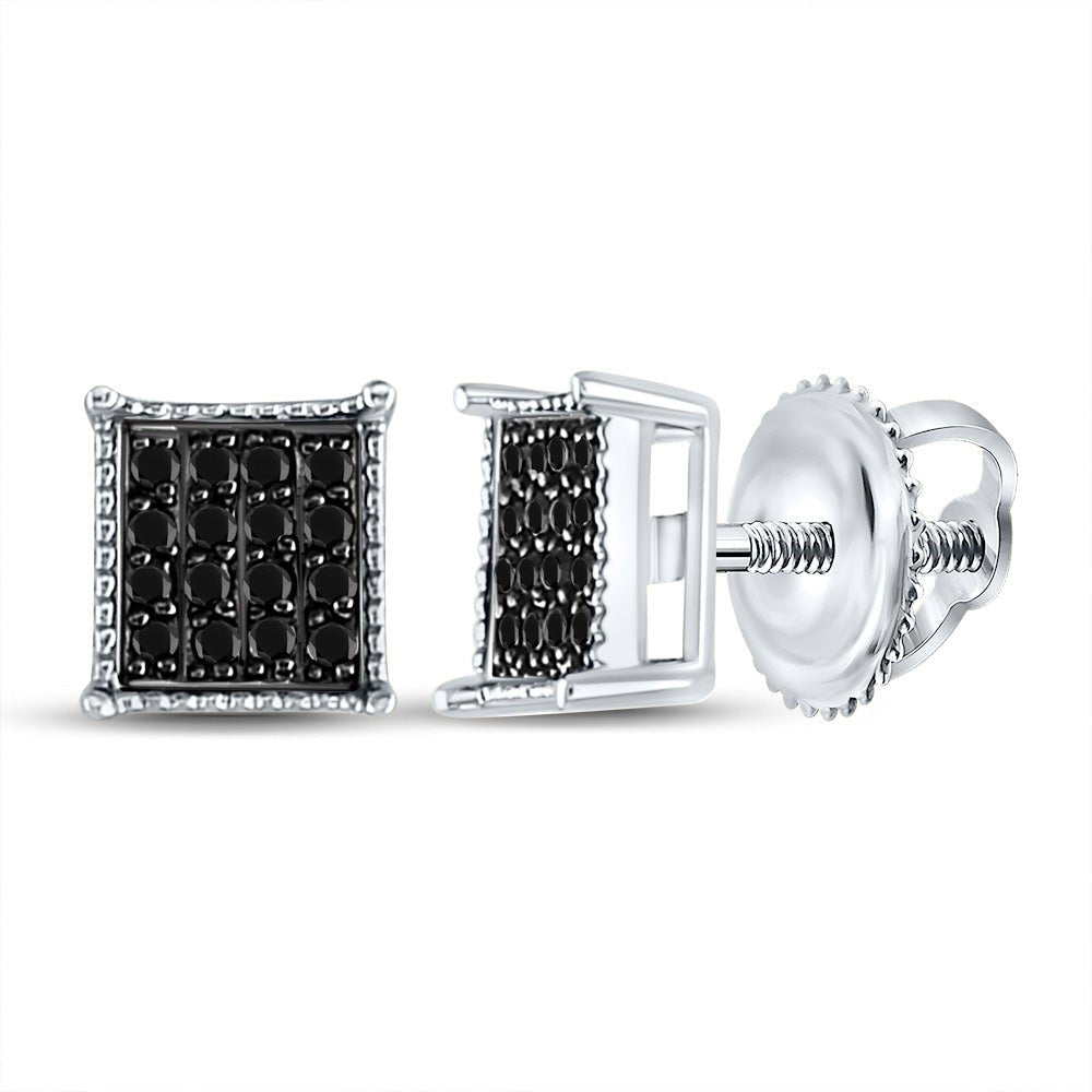 10kt White Gold Square Black Diamond Earrings - Splendid Jewellery