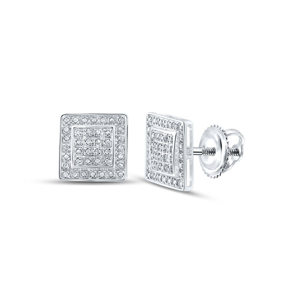 10kt White Gold Square Diamond Earrings - Elegant Men's Jewelry with 1/4 Cttw - Splendid Jewellery