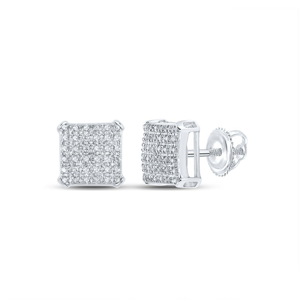 10kt White Gold Square Diamond Earrings for Men - 1/5 Ct.t.w. - Splendid Jewellery
